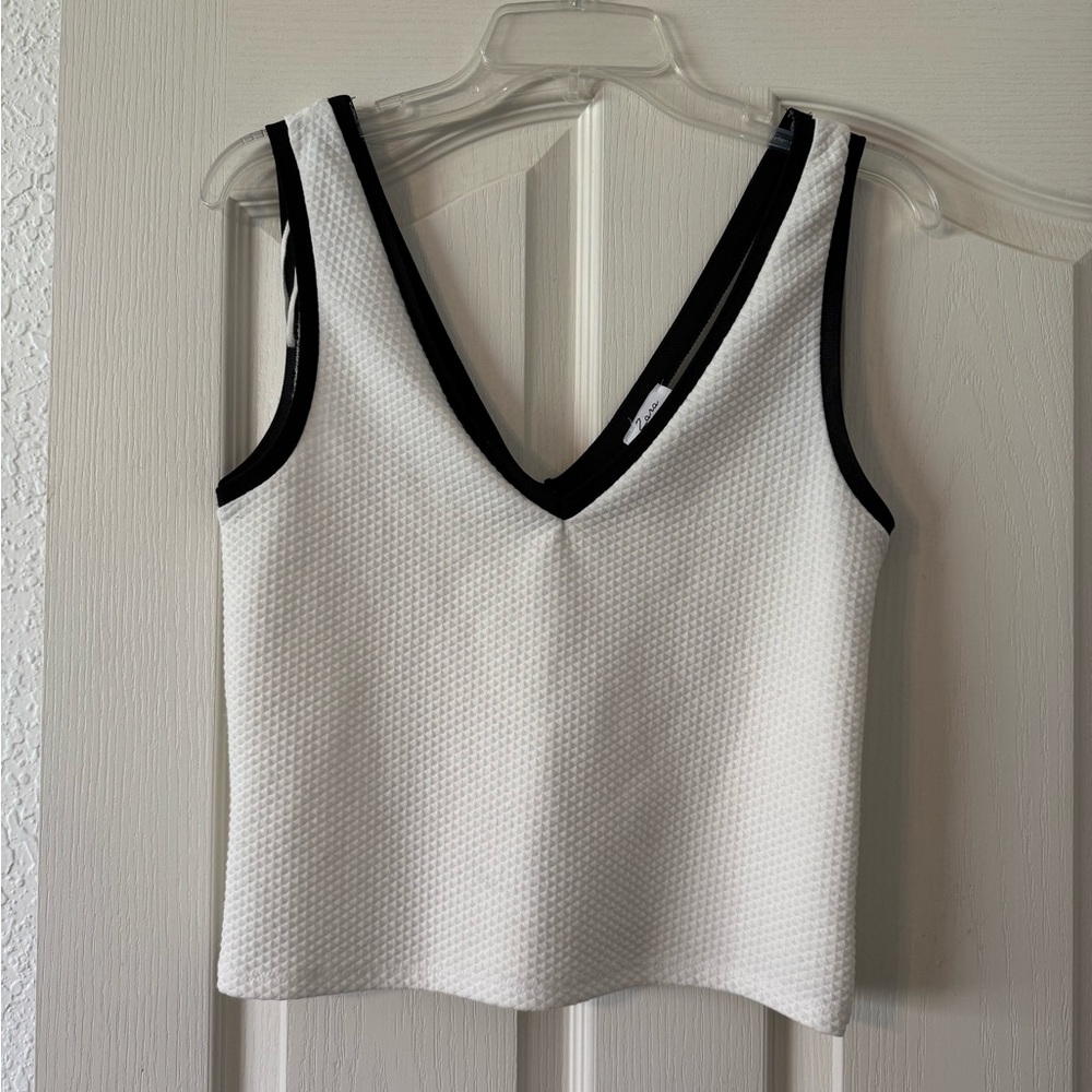Zara White Black Crop Tank Top